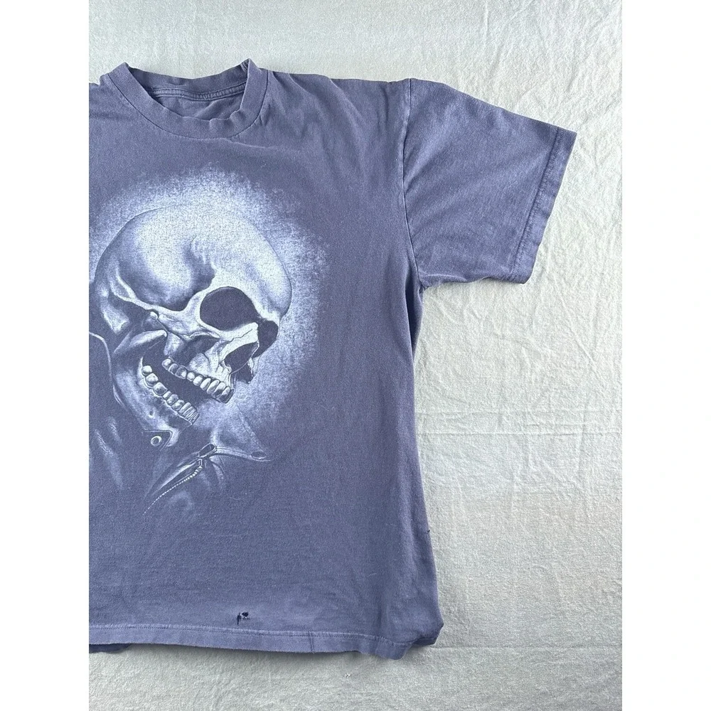 Vintage Ghost Rider Skull T Shirt Marvel Mad Engine Biker XL Faded Black